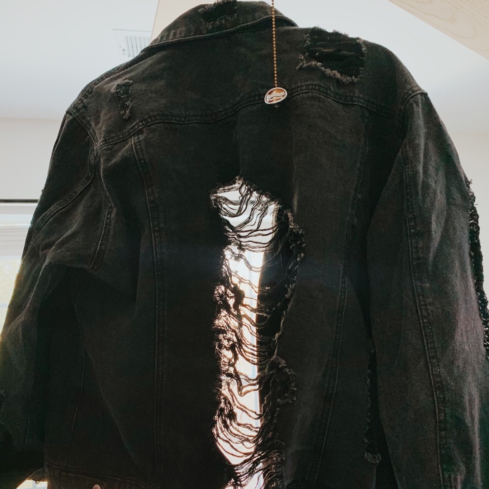 Highway Jeans Black Distressed Black Denim Jacket